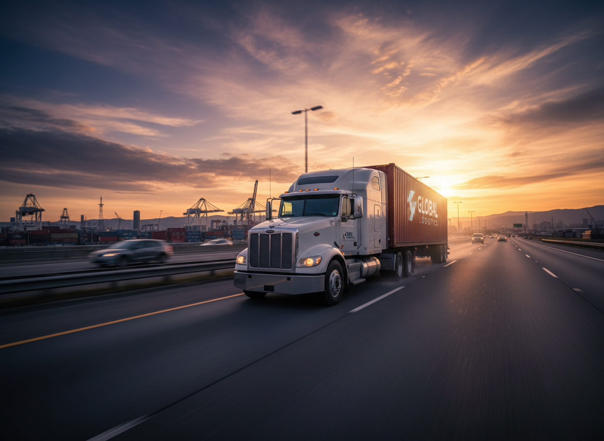 Cargo truck on highway